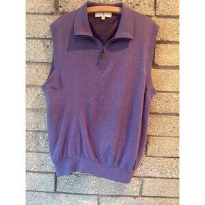 Fairway & Greene Purple Knit Sleeveless Pullover Vest W/ Half-Zip Closure Mens L